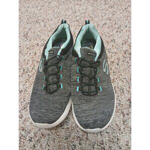 Skechers  BurstvAir Cooled Memory Foam Grey/Green Slip On Trainers 8.5
